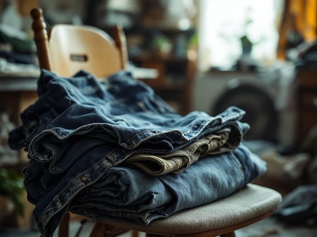 Denim Wide-Leg Trousers - Before